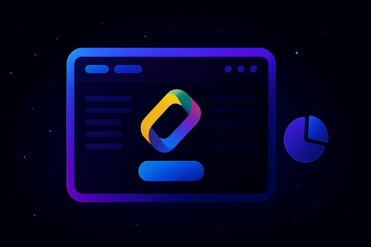 Futuristic glowing computer screen on a black background, representing a modern website for a crypto project.